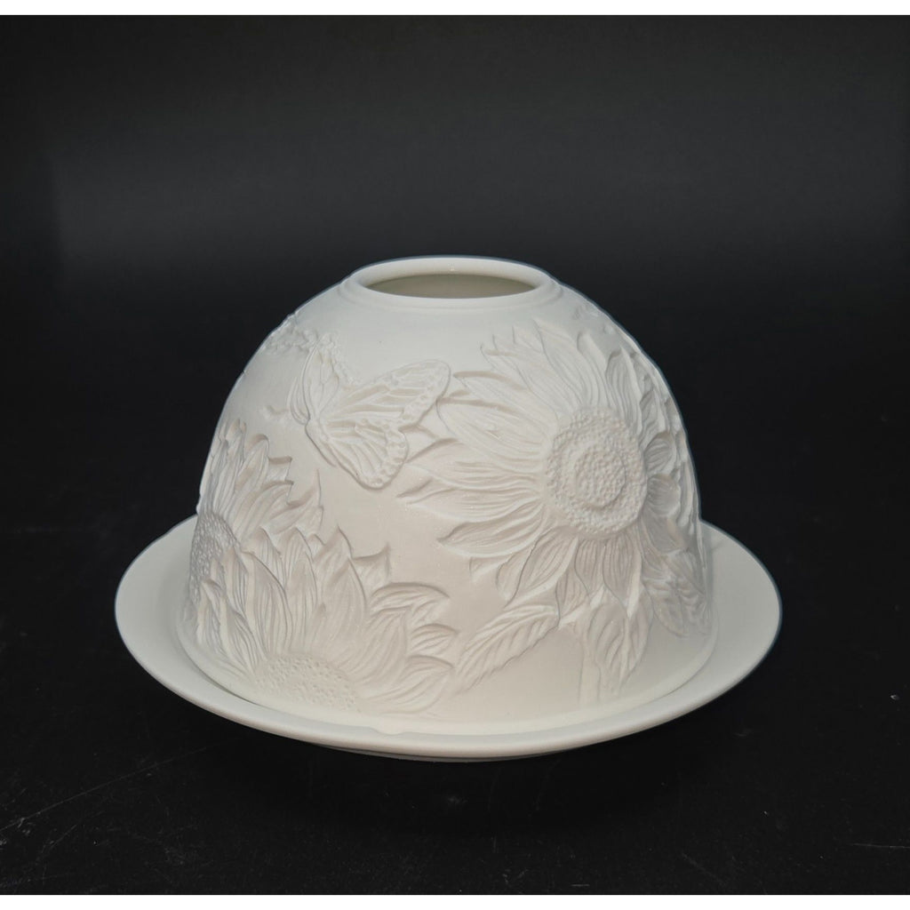 White Porcelain Lithopane Sunflower Fairy Lamp  New w/ tealight