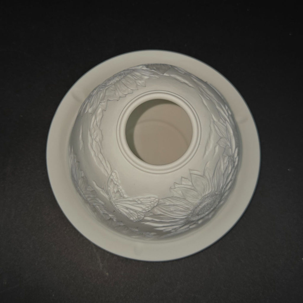 White Porcelain Lithopane Sunflower Fairy Lamp  New w/ tealight