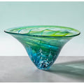 Richard Glass Large Ocean Bowl Hand-Blown Green & Blue Swirl Art Glass Bowl 11"