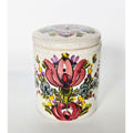 Hand-Painted Floral Jar With Lid – Cracked Glaze Vintage Style Signed Trinket Box