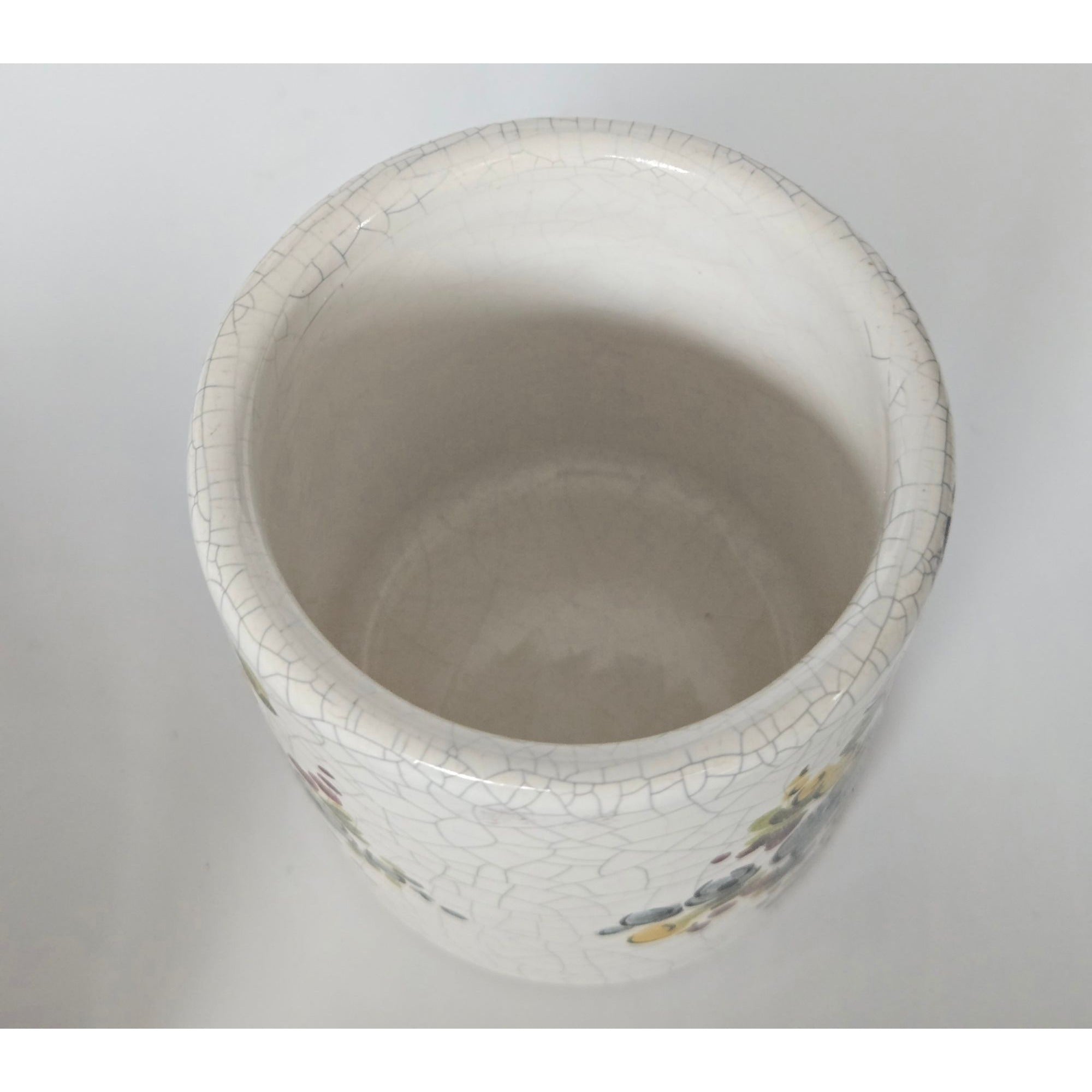 Hand-Painted Floral Jar With Lid – Cracked Glaze Vintage Style Signed Trinket Box