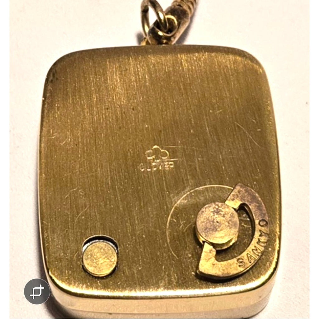 Vintage Brushed brass music box keychain, brand Clover, Jewish Star of David, plays Hava Nagila