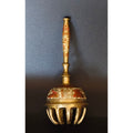 Vintage Indian Brass Claw Bell Hand Engraved Enamel Elephant Sarna Bell Handle