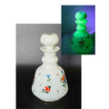 Czech Glass Uranium Glass Perfume Bottle W/ Floral Pattern Glows Under UV Light