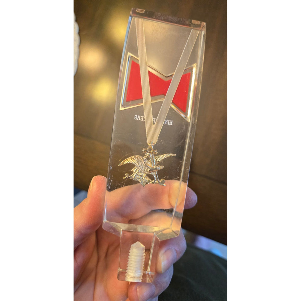 Budweiser Tap Handle Clear Acrylic Gold Eagle Logo 6.5" King Of Beers Vintage Barware