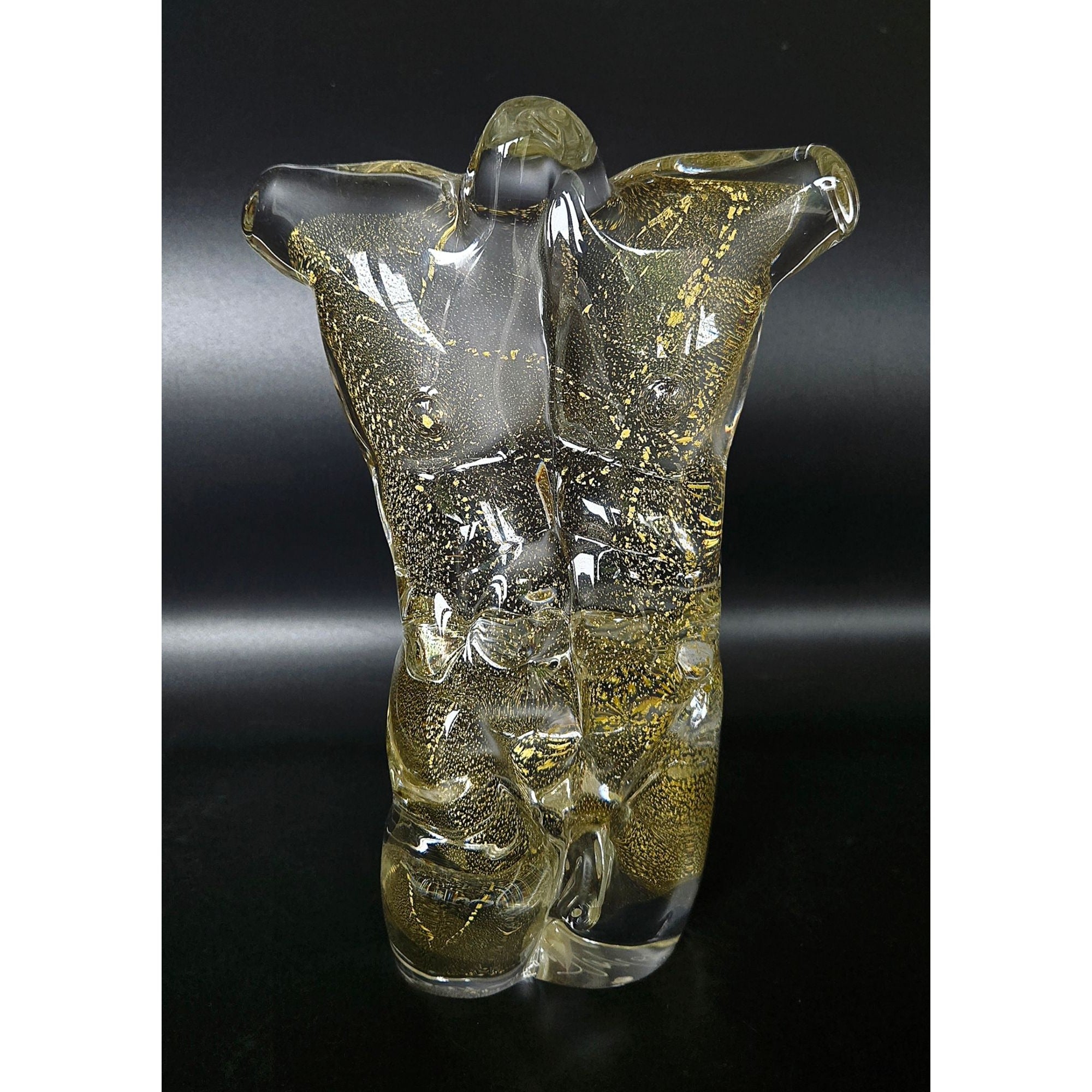 Karen Naylor Hand Blown Art Glass Male Sculpture with gold flecks- MINT, 9"