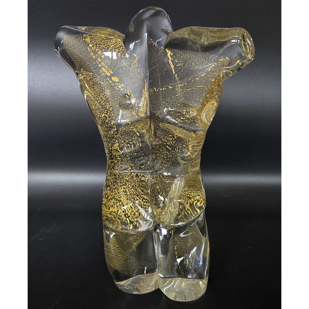Karen Naylor Hand Blown Art Glass Male Sculpture with gold flecks- MINT, 9"