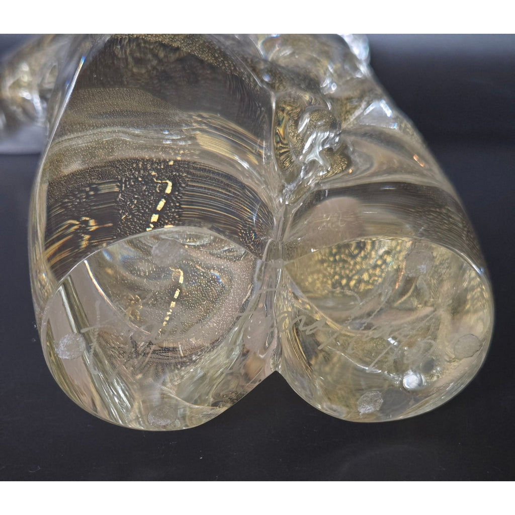 Karen Naylor Hand Blown Art Glass Male Sculpture with gold flecks- MINT, 9"