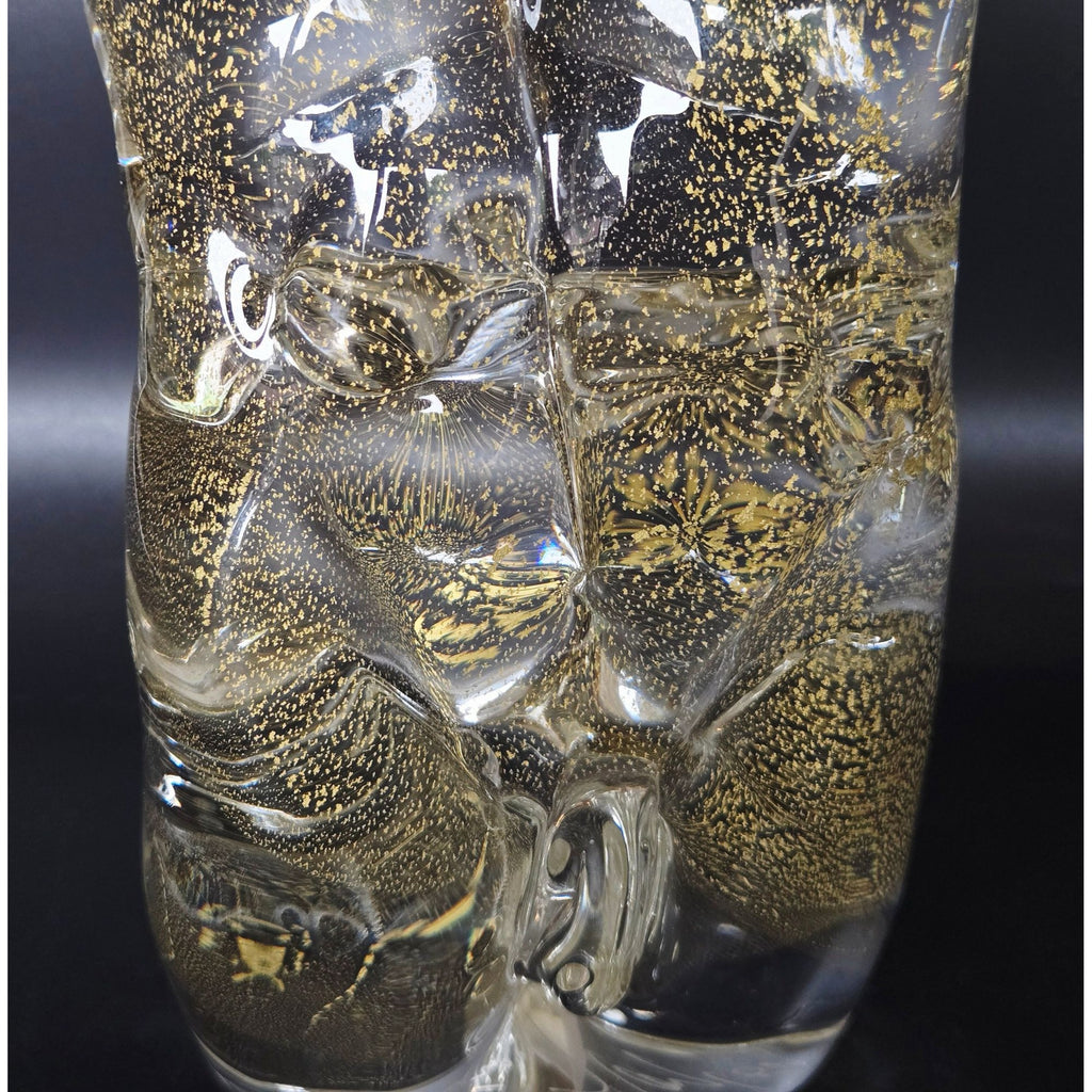 Karen Naylor Hand Blown Art Glass Male Sculpture with gold flecks- MINT, 9"