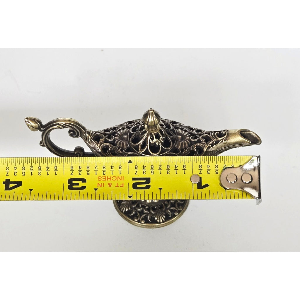Metal Miniatures Aladdin Genie Lamp With Ornate Floral details collectible