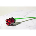 Hand-Blown Art Glass Rose Sculpture 19" Long Red Bud & Green Stem Decorative Art