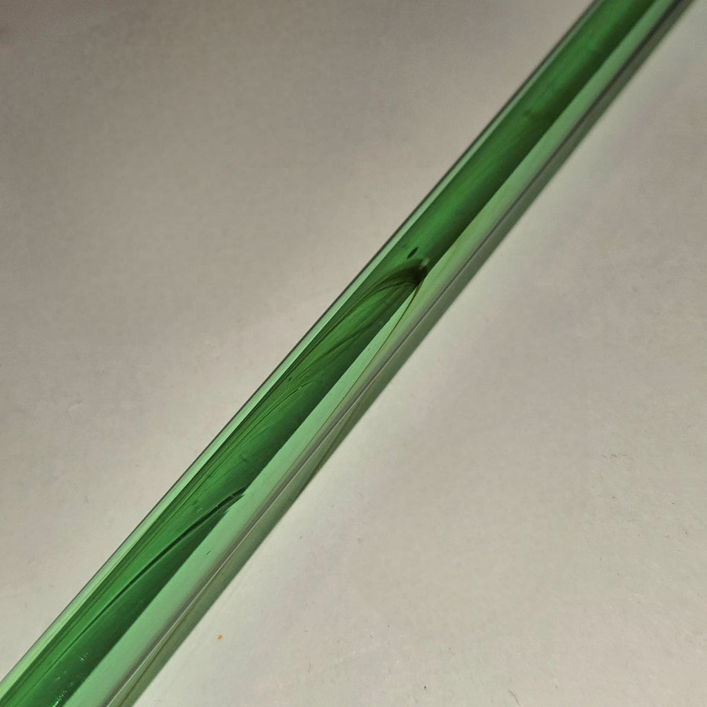 Hand-Blown Art Glass Rose Sculpture 19" Long Red Bud & Green Stem Decorative Art
