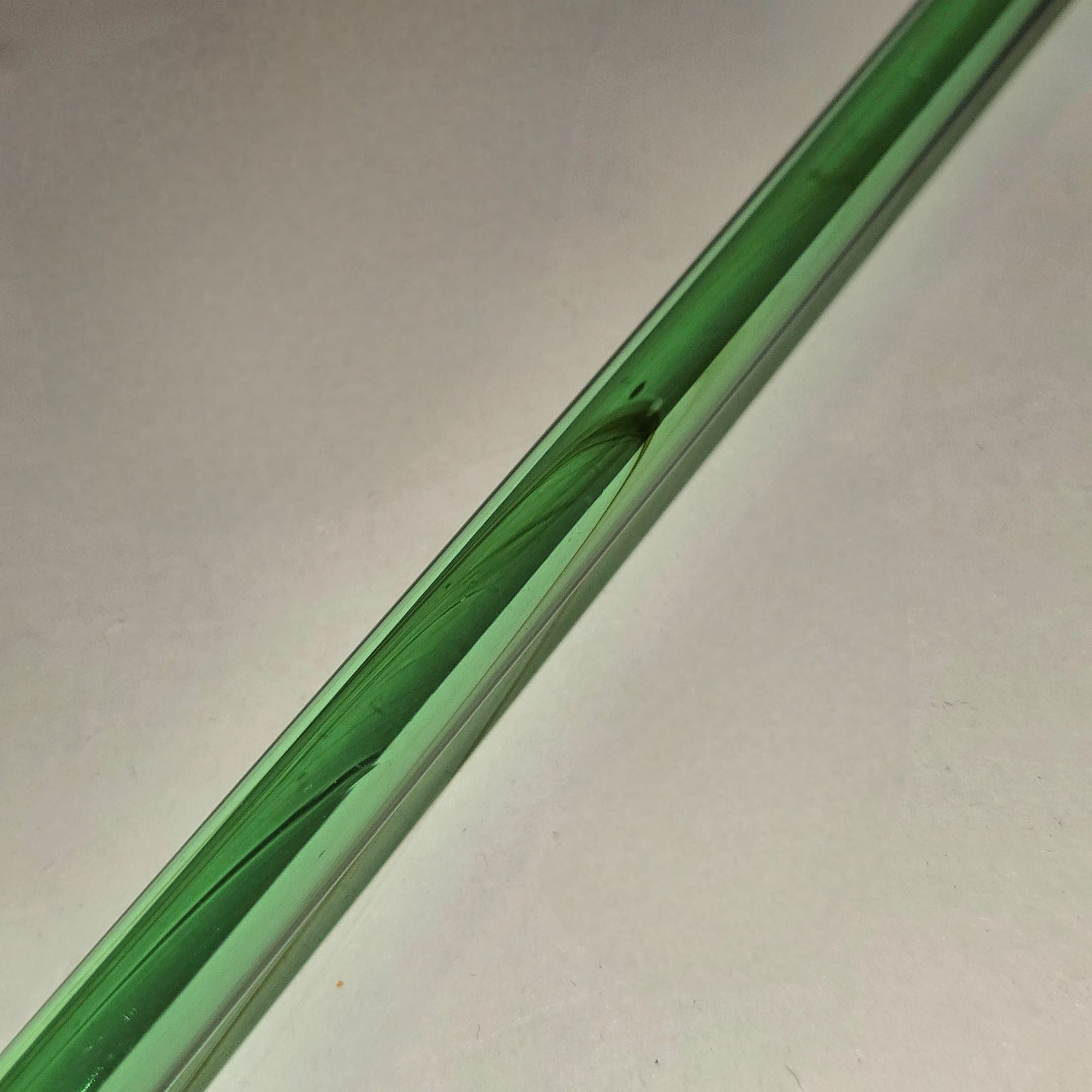 Hand-Blown Art Glass Rose Sculpture 19" Long Red Bud & Green Stem Decorative Art