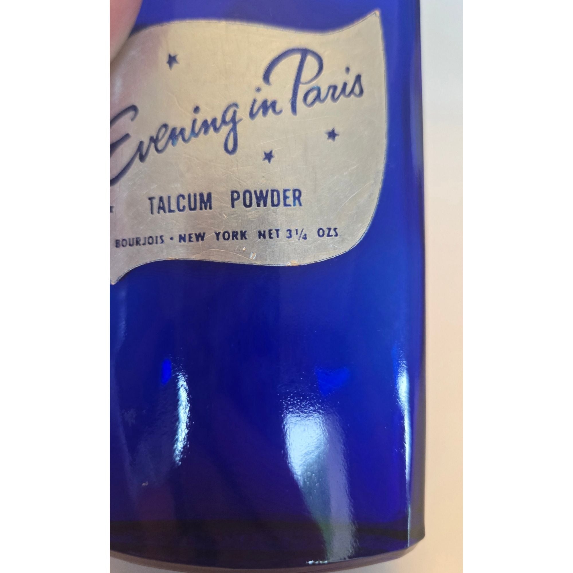 Bourjois Evening in Paris Talcum Powder, Cobalt Glass 3 oz READ!!