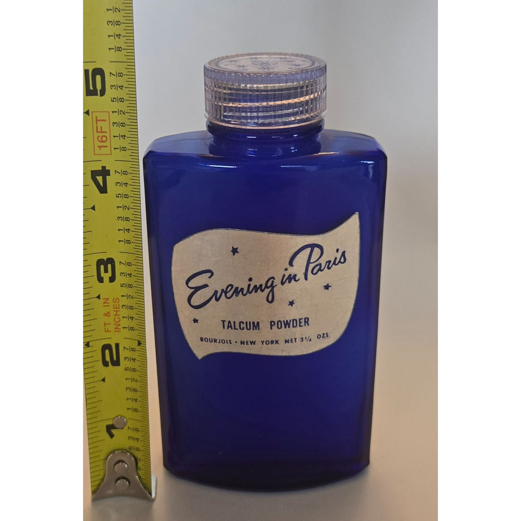 Bourjois Evening in Paris Talcum Powder, Cobalt Glass 3 oz READ!!