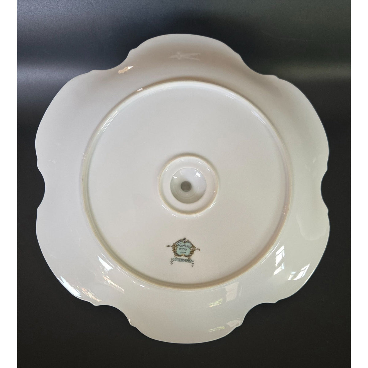 Noritake Dresdena Serving Tray Fine Porcelain Handled Serving Dish Scalloped Floral & Gold