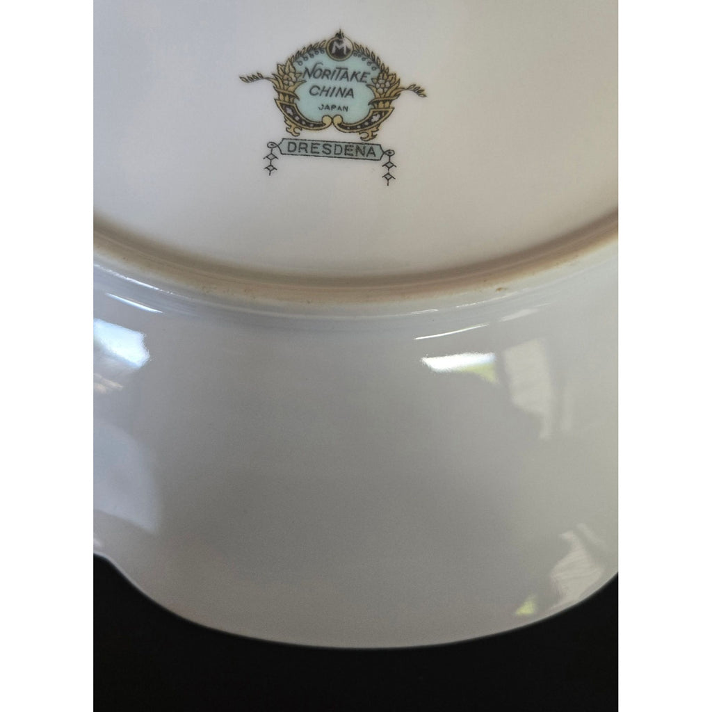 Noritake Dresdena Serving Tray Fine Porcelain Handled Serving Dish Scalloped Floral & Gold