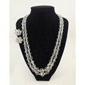 1950s Aurora Borealis Two strand Crystal Necklace and Matching Clip on Earrings