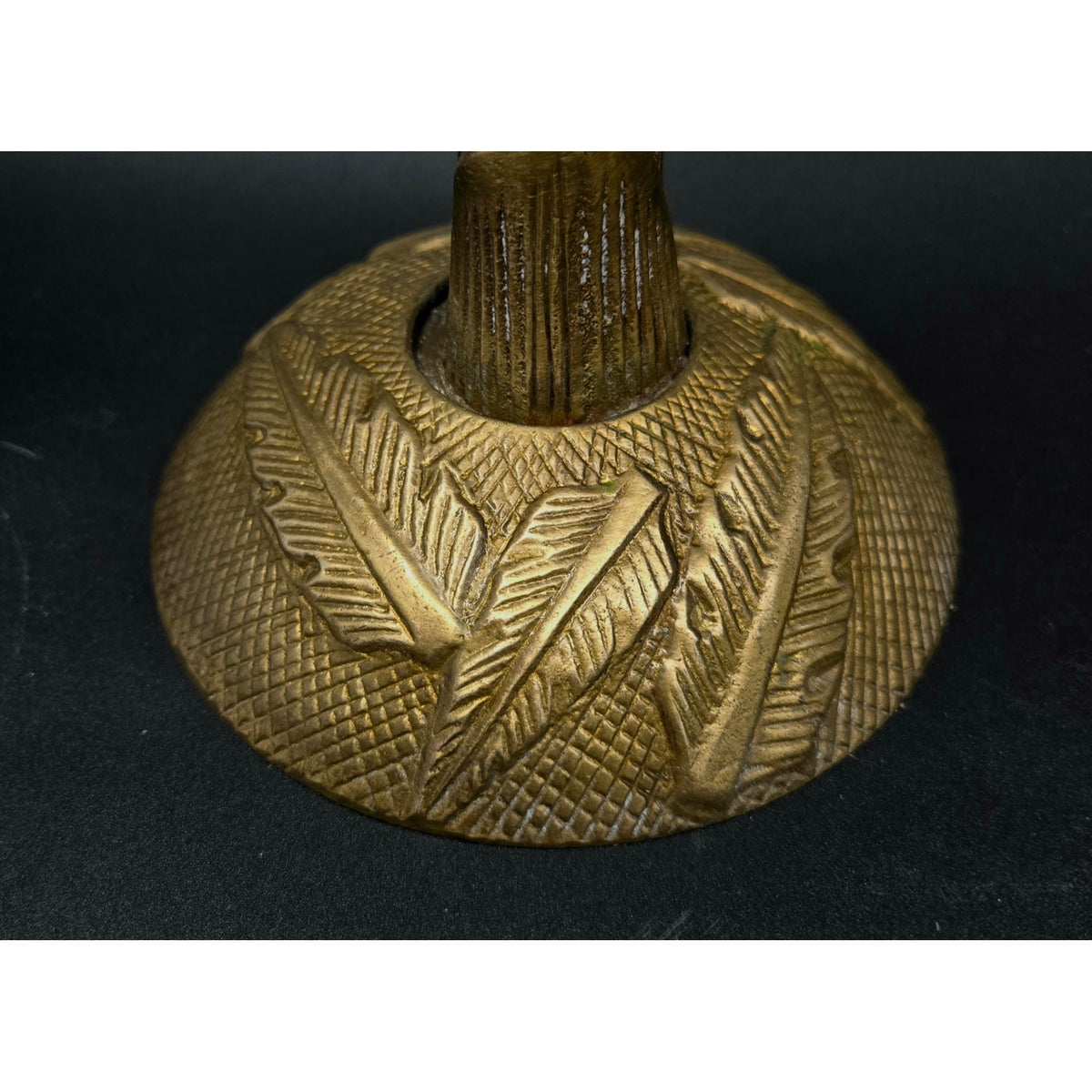 Vintage Brass Palm Tree Taper Candle Holders Pair With Leaf Detailing 13"