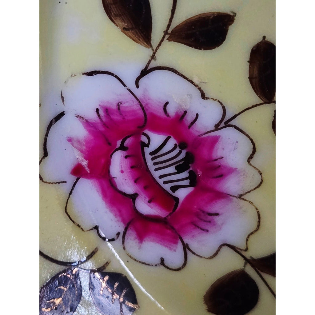 Antique Altrohau Czech Chinoiserie Floral Footed Teacup & Saucer Hand Painted