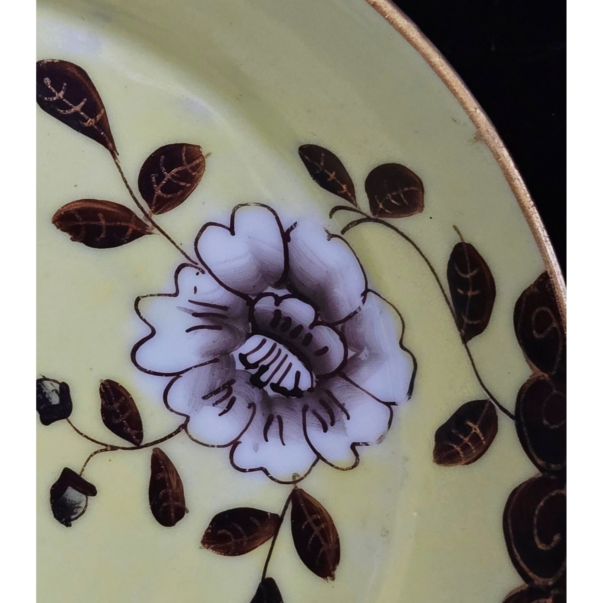 Antique Altrohau Czech Chinoiserie Floral Footed Teacup & Saucer Hand Painted