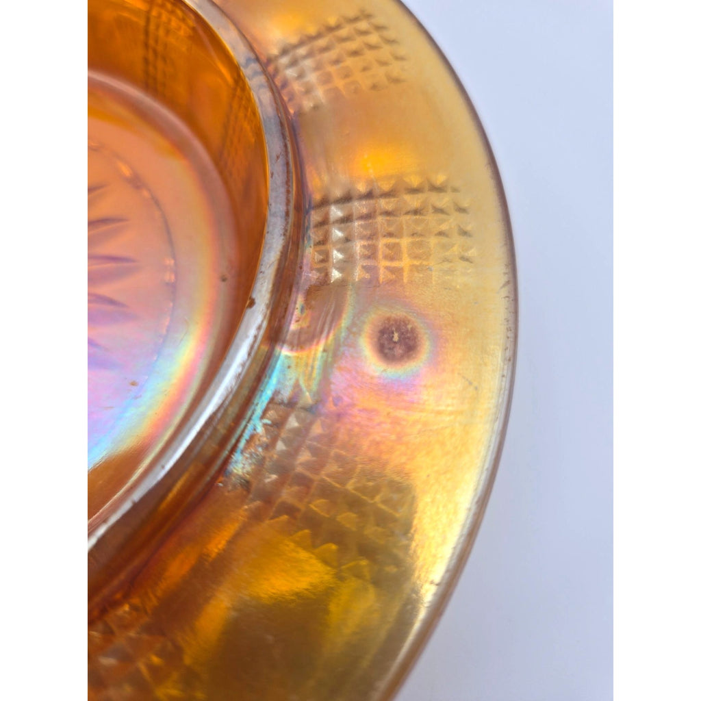 Vintage Round Dome Carnival Glass Butter Dish Marigold 7"