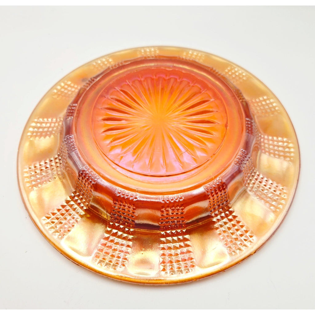 Vintage Round Dome Carnival Glass Butter Dish Marigold 7"