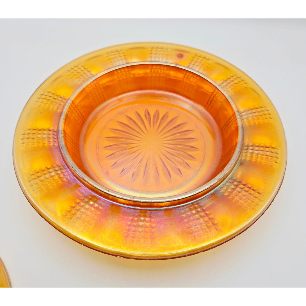 Vintage Round Dome Carnival Glass Butter Dish Marigold 7"