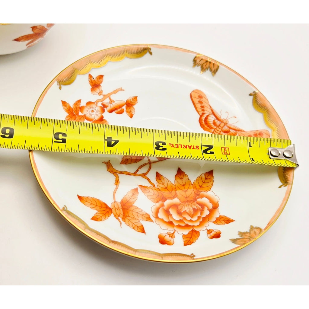 Herend Teacup, Hand Painted Fortuna Pattern, Rust Floral w/Butterfly