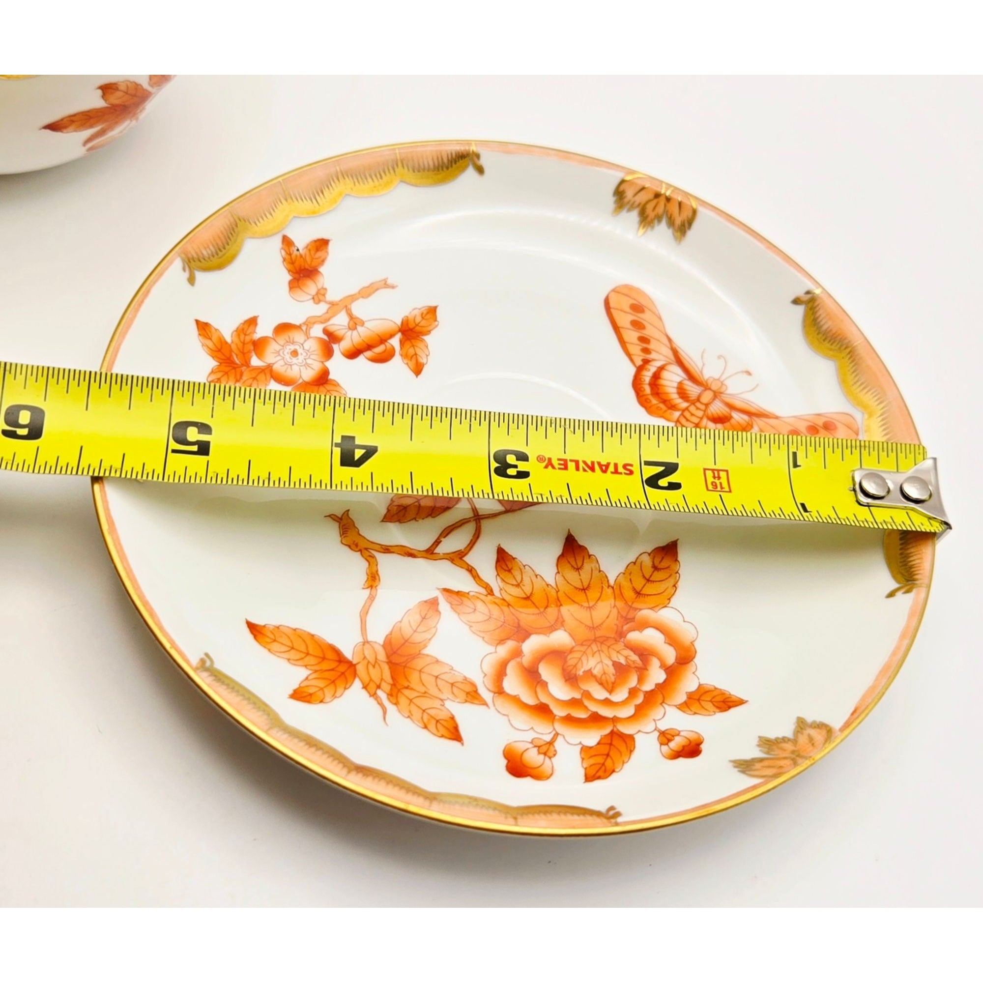 Herend Teacup, Hand Painted Fortuna Pattern, Rust Floral w/Butterfly