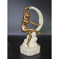 *READ* Ceramic Gold & Pearlized Dancing Woman Figurine 8" Tall Art Deco