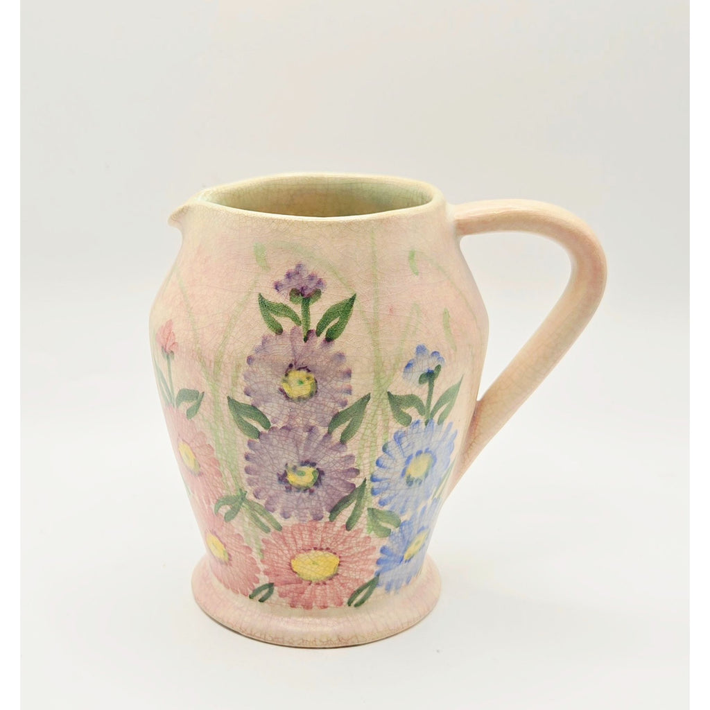 Radford Hand-Painted Floral Crackle Pitcher With Pastel Colors