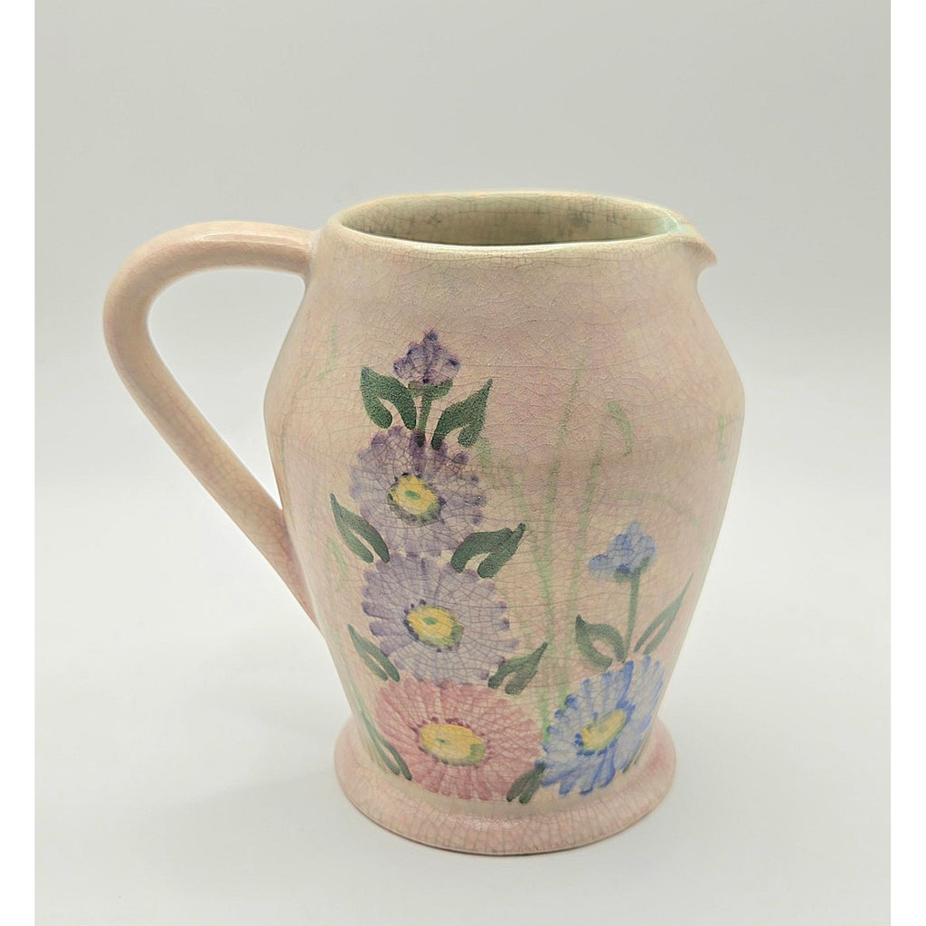 Radford Hand-Painted Floral Crackle Pitcher With Pastel Colors