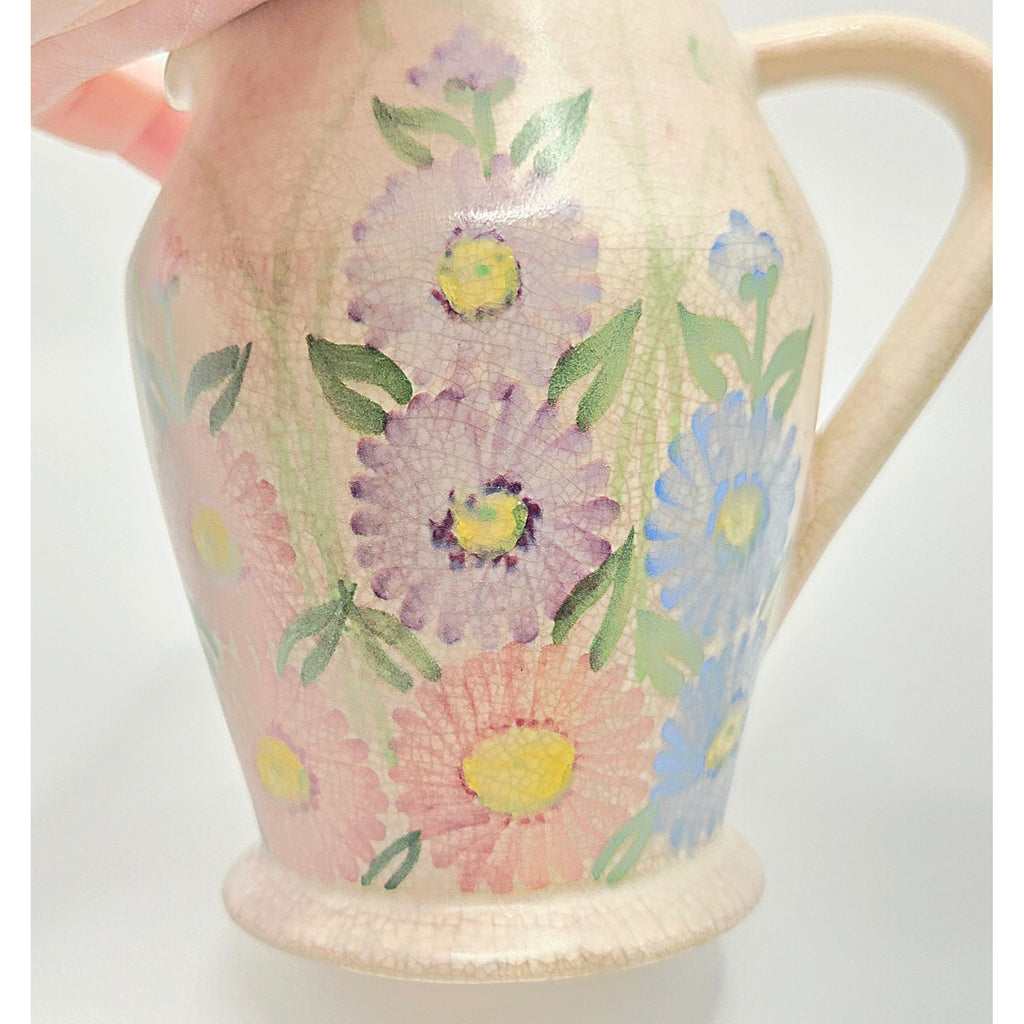 Radford Hand-Painted Floral Crackle Pitcher With Pastel Colors