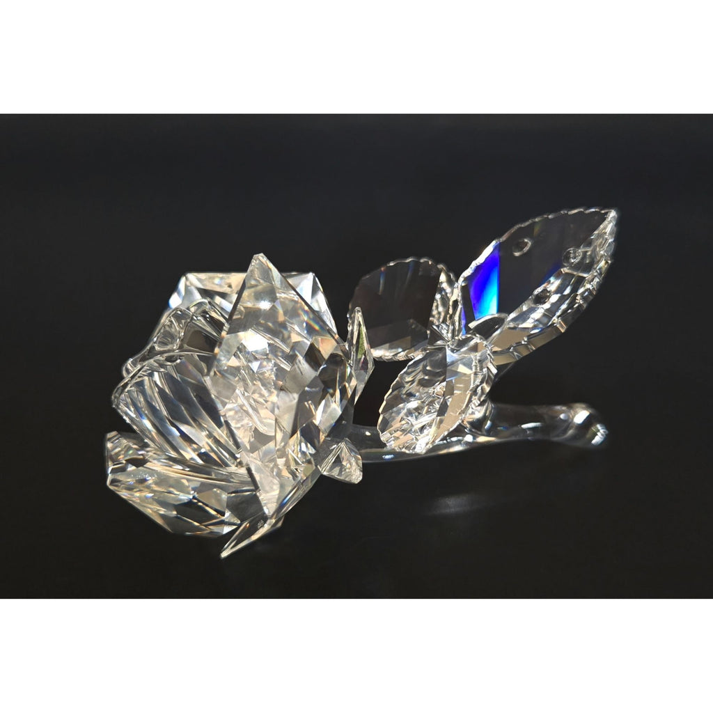 3.25 in. Swarovski Blossoming Rose Figure Figurine 2010 Clear Cut Crystal Retired Vintage