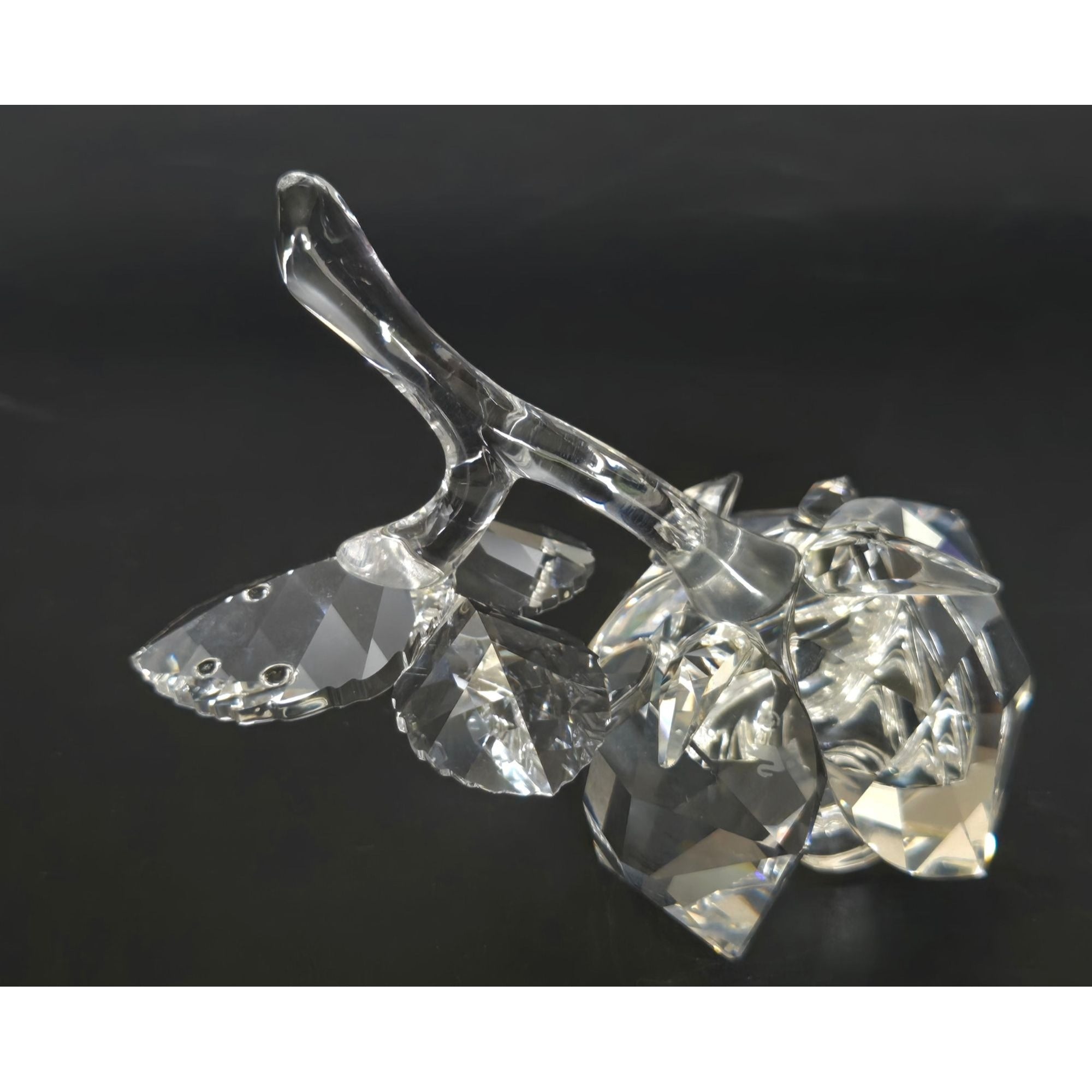3.25 in. Swarovski Blossoming Rose Figure Figurine 2010 Clear Cut Crystal Retired Vintage