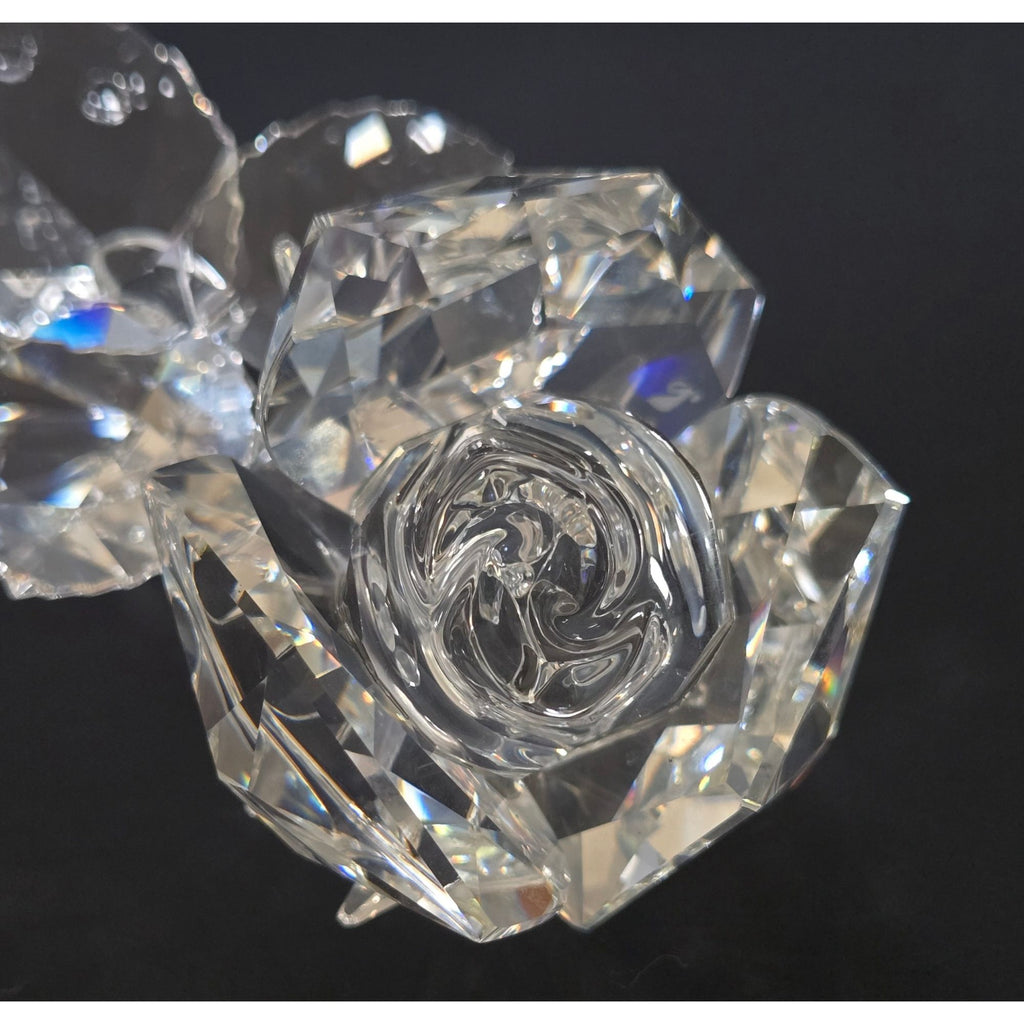 3.25 in. Swarovski Blossoming Rose Figure Figurine 2010 Clear Cut Crystal Retired Vintage
