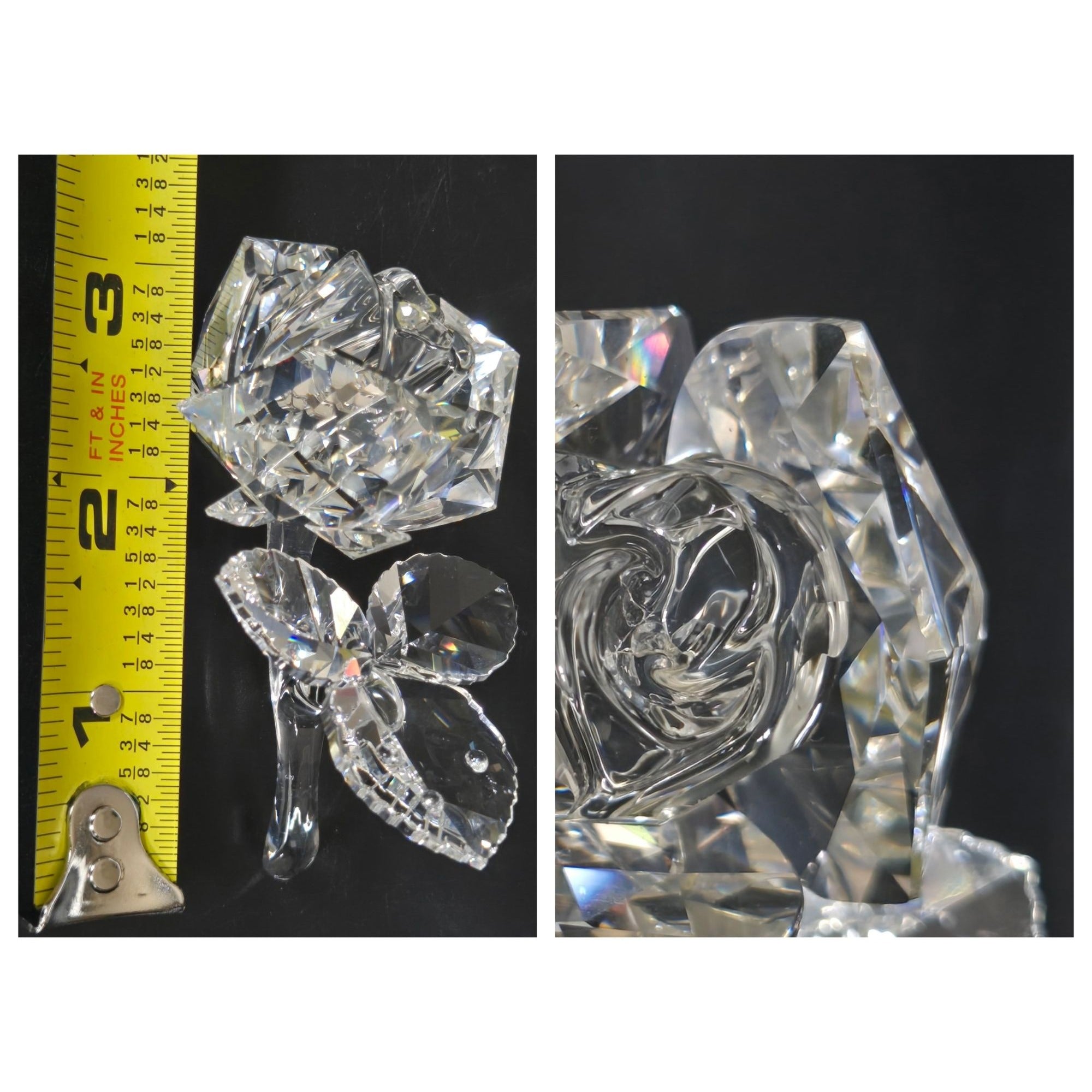 3.25 in. Swarovski Blossoming Rose Figure Figurine 2010 Clear Cut Crystal Retired Vintage