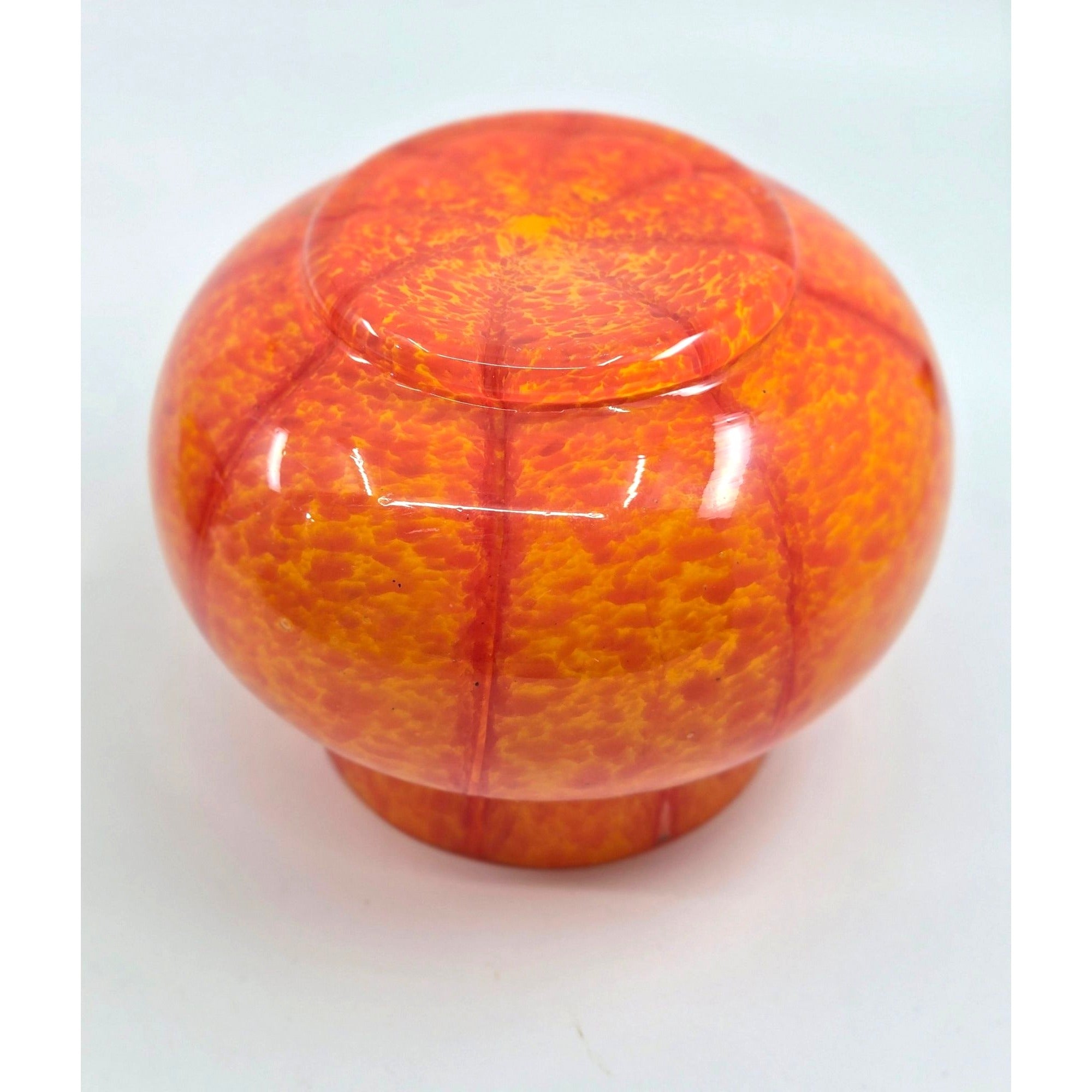 Vintage Welz Czech Glass Vase Orange Yellow Splatter Vase