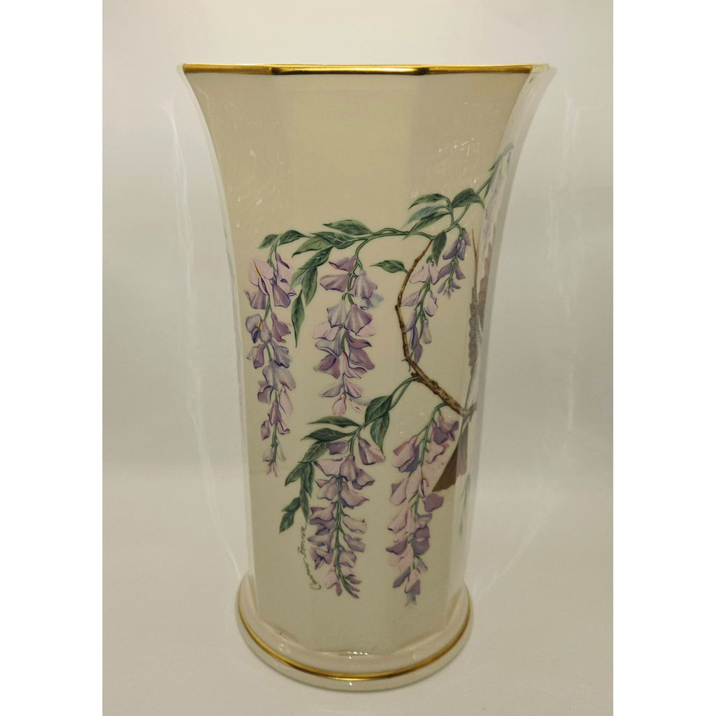 The Jefferson Vase By Lenox Presidential Garden Collection Bird & Wisteria Art, with Certs