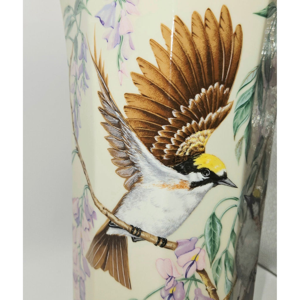 The Jefferson Vase By Lenox Presidential Garden Collection Bird & Wisteria Art, with Certs