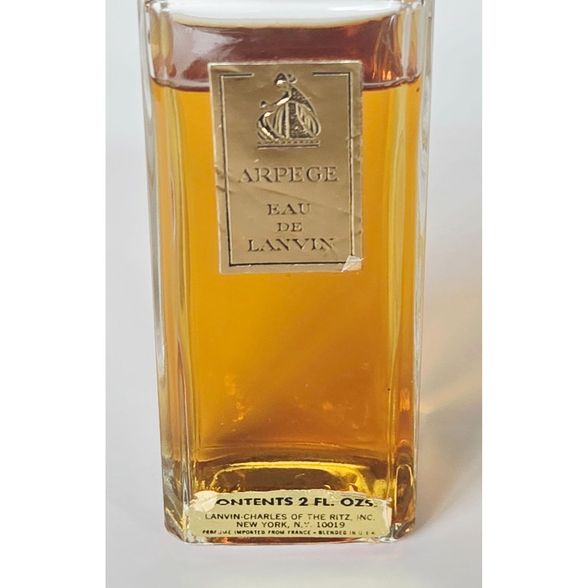 Arpege Eau De Lanvin 2 Fl Oz Perfume Vintage Glass Bottle With Black Cap