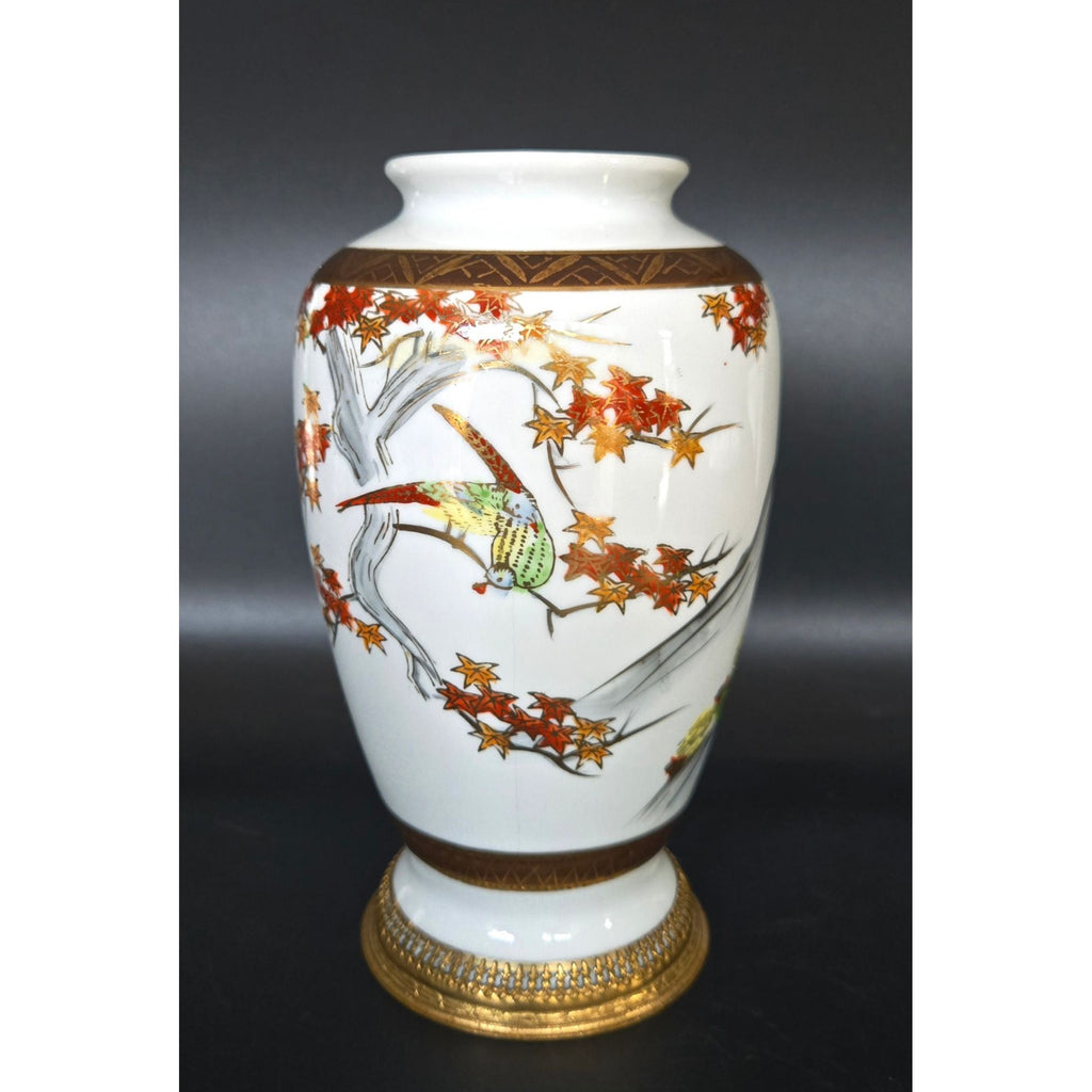 Vintage 1920s Aerozon Porcelain Japanese Vase, Gold Accents & Bird Detail, JAPAN