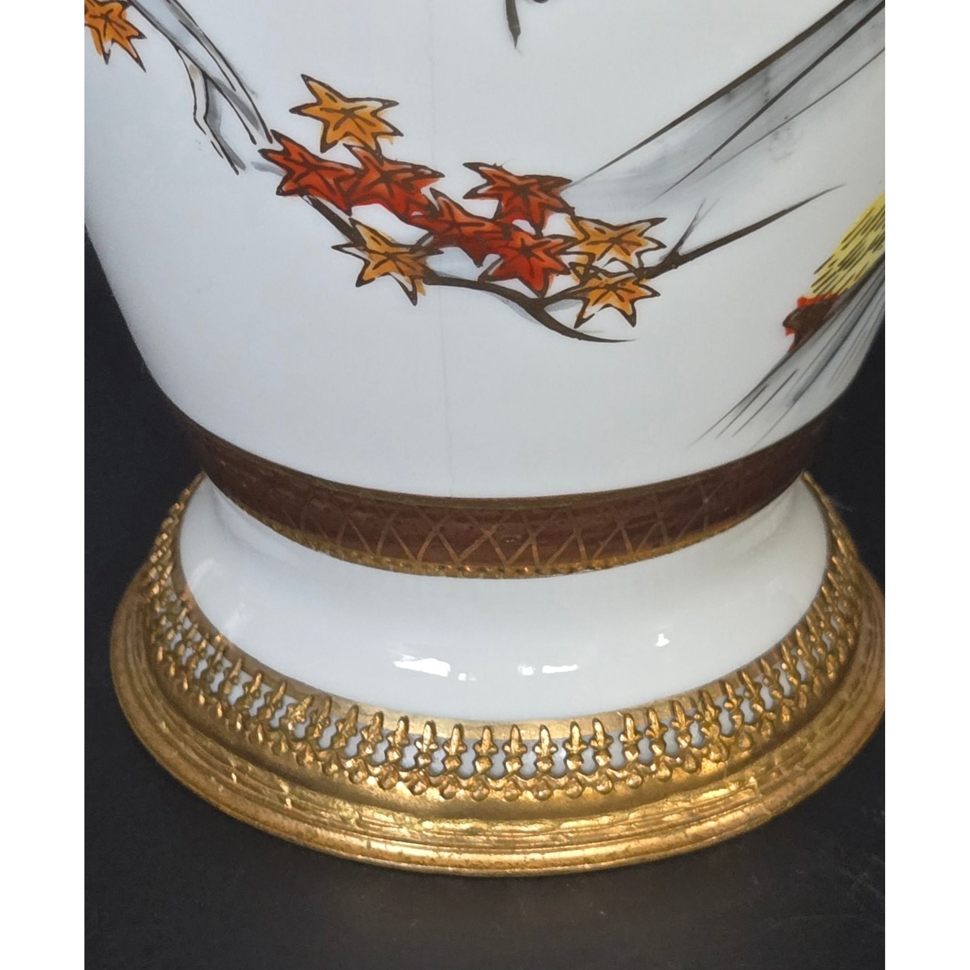 Vintage 1920s Aerozon Porcelain Japanese Vase, Gold Accents & Bird Detail, JAPAN