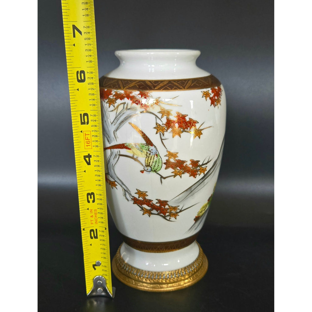 Vintage 1920s Aerozon Porcelain Japanese Vase, Gold Accents & Bird Detail, JAPAN