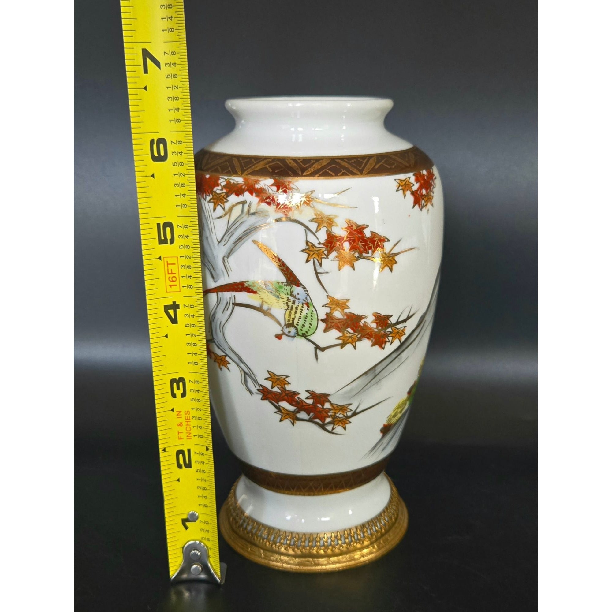Vintage 1920s Aerozon Porcelain Japanese Vase, Gold Accents & Bird Detail, JAPAN