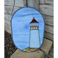 Stained Glass Lighthouse SunCatcher Blue Slag Sky & Chain Hanger