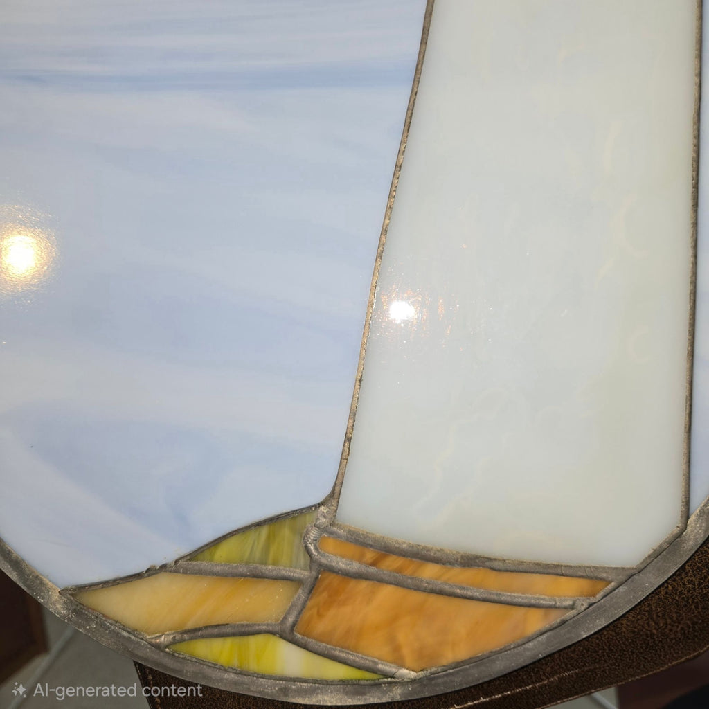 Stained Glass Lighthouse SunCatcher Blue Slag Sky & Chain Hanger