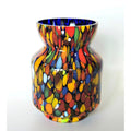 Czech 1930s Multicolor Hand-Blown Art Glass Vase Vibrant Pattern 5 Inches Tall Decorative Accent