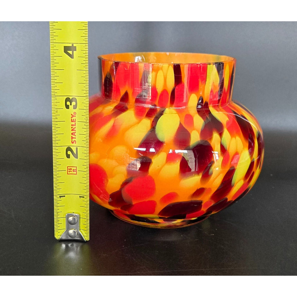 1930s Ernst Steinwald / Franz Tomschick Kralik Czech Orange, Yellow Splatter Glass Vase
